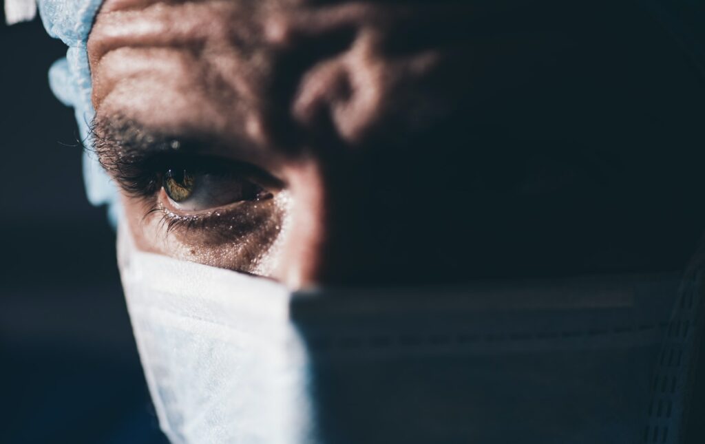 Close-up of a focused surgeon
