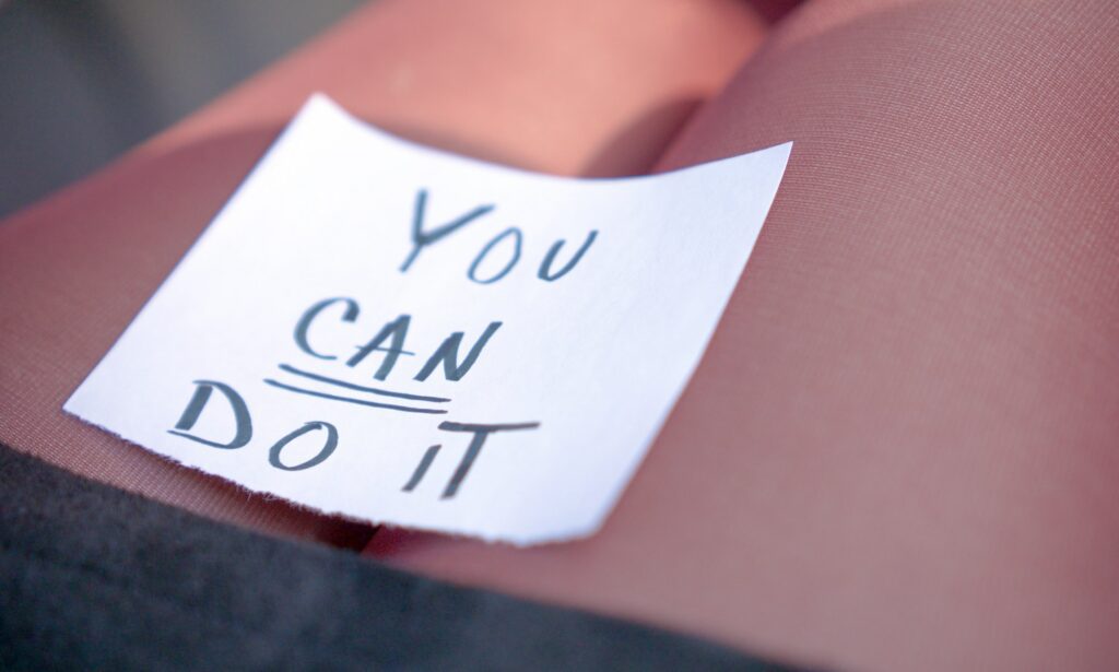 You can do it encouragement note on woman’s lap