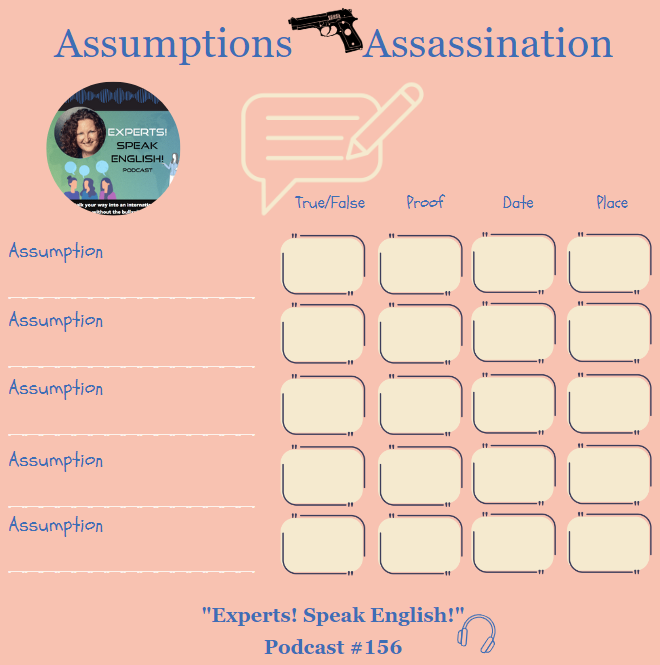 Assumptions Assassinations Checklist (Experts Speak English Podcast Episode 156)