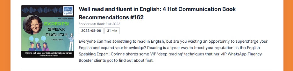 Podcast Cover - Episode 162 of Experts Speak English - Well Read