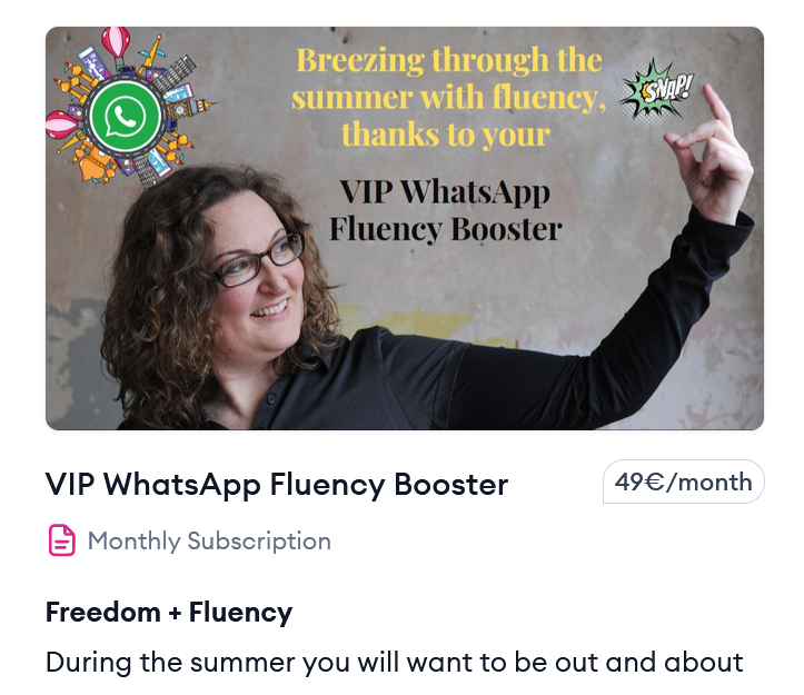 WhatsAppFluencyBooster including price of 49 Euro monthly